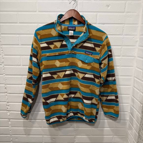 Patagonia Synchilla Snap T Fleece Pullover Guatemalan Tango Bear Brown Aztec XS - Picture 3 of 11